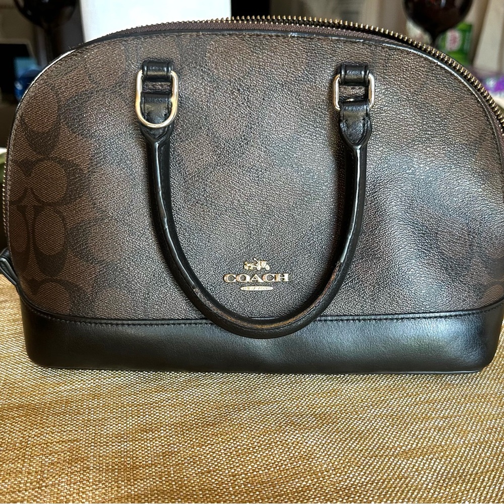 Coach Signature Dome Satchel in Brown and Black